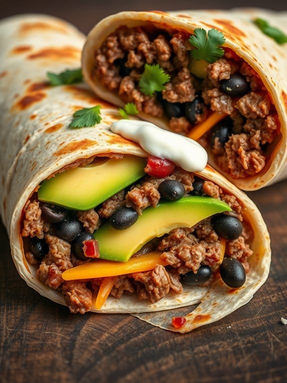 beef and avocado burrito