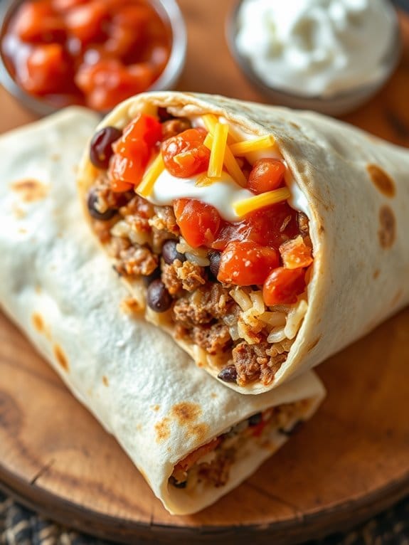beef filled tortilla wrap