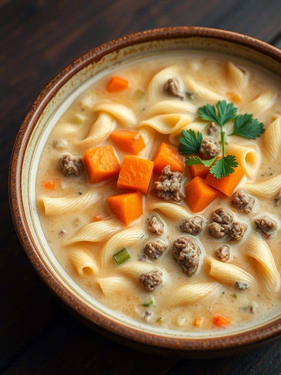 creamy beef noodle soup