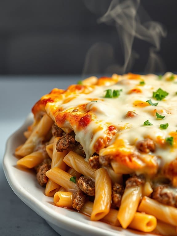 creamy beef pasta bake