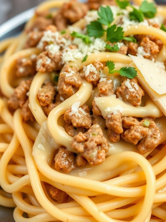 creamy beef pasta dish
