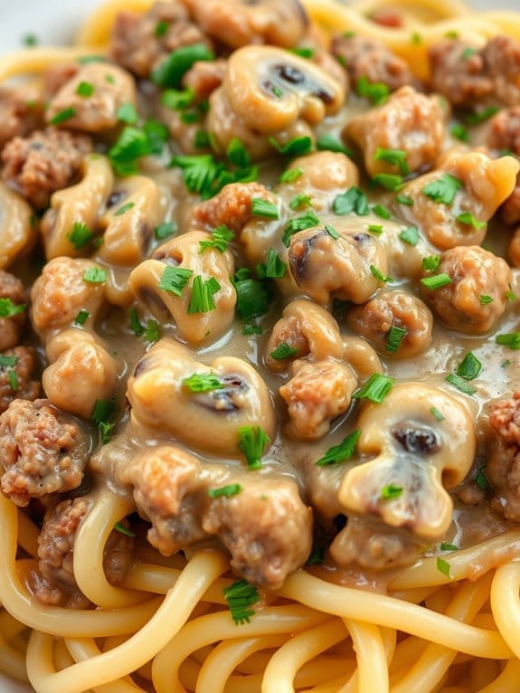 creamy beef pasta dish
