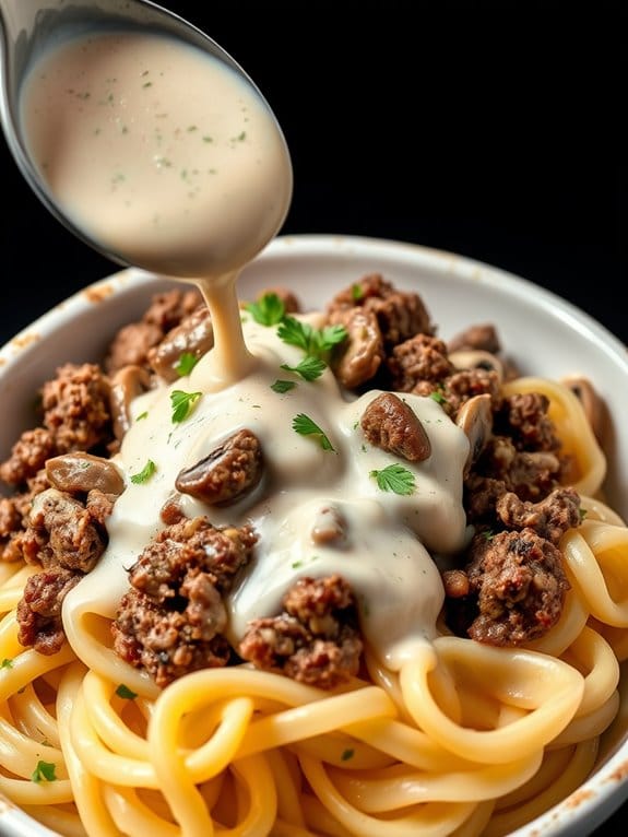 creamy beef pasta dish