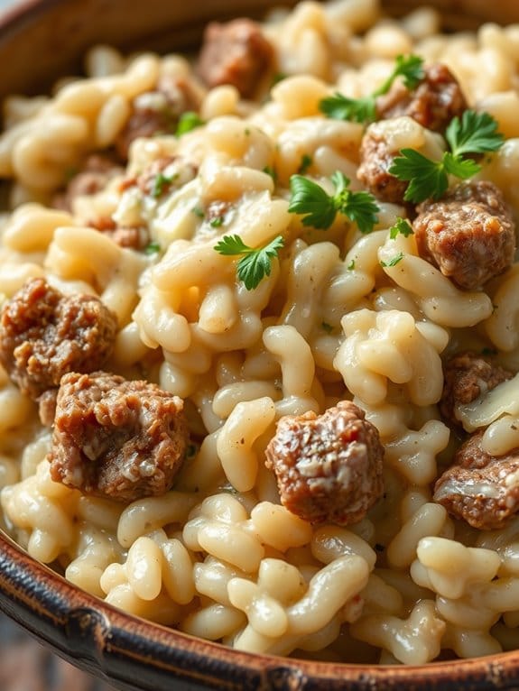 creamy beef risotto dish