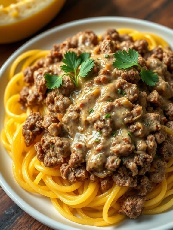 creamy beef spaghetti squash