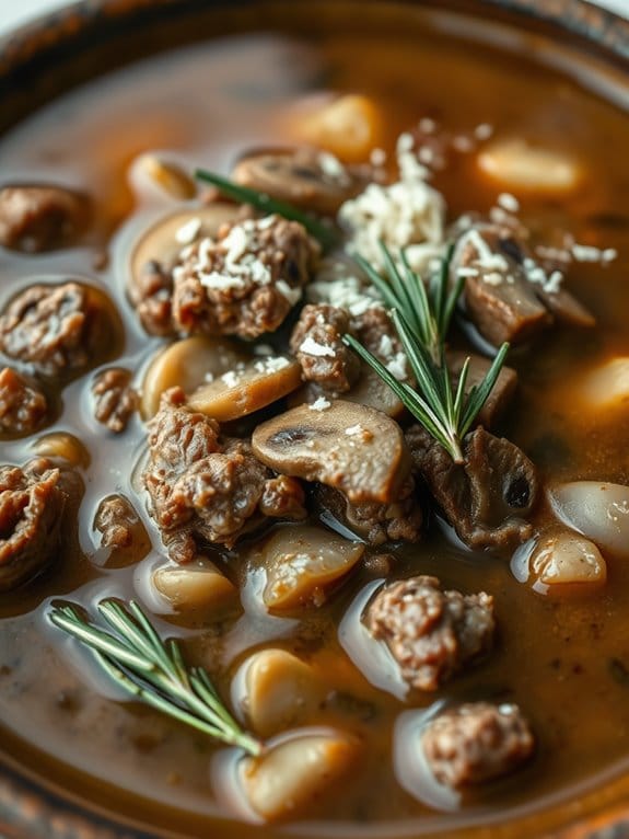 hearty mushroom beef soup