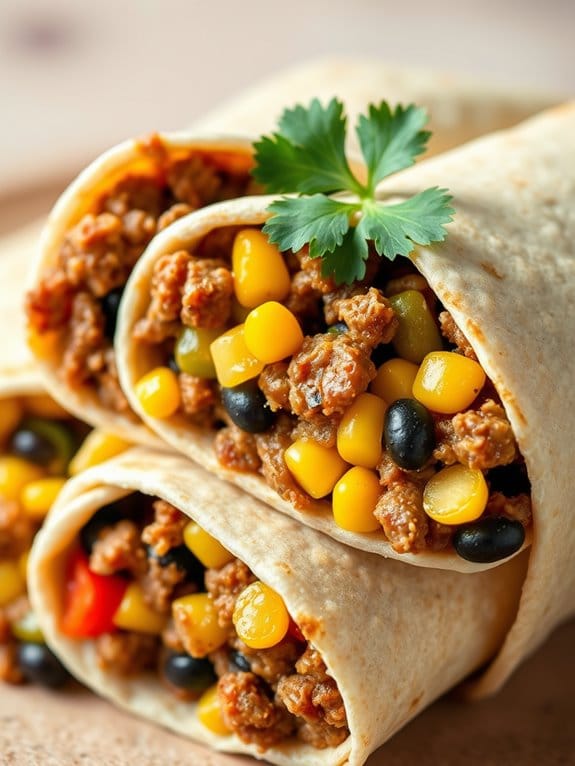 nutritious beef and vegetable burritos