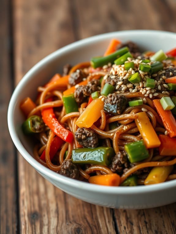 saut ed beef and noodles