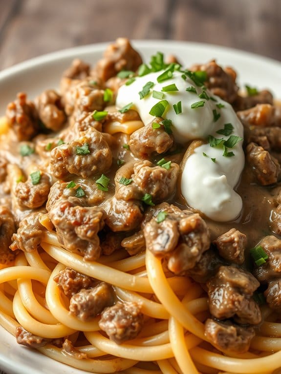 savory beef in creamy sauce