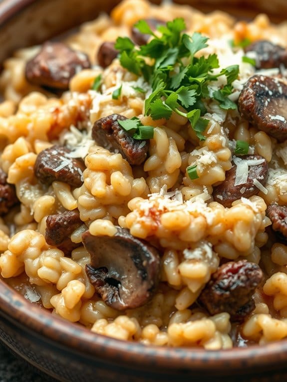 savory beef mushroom risotto