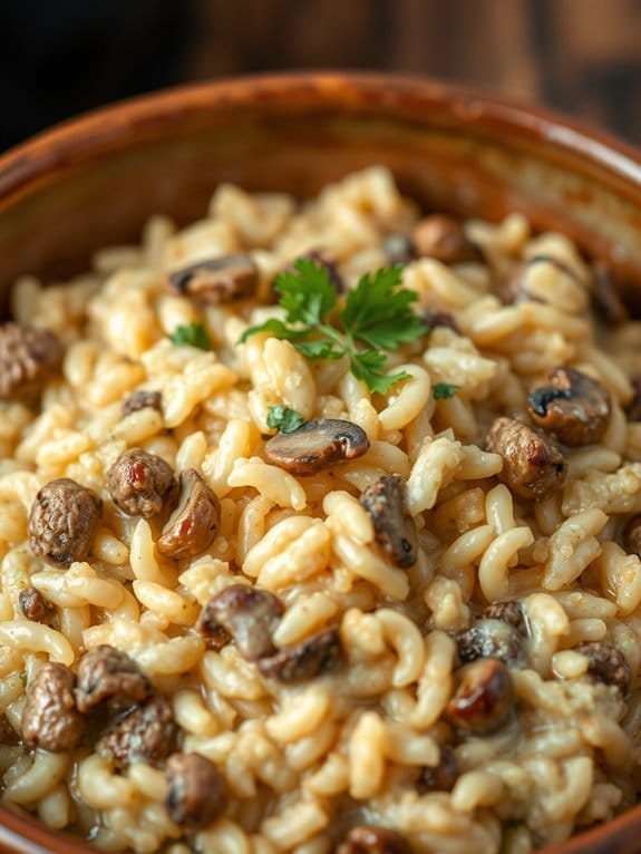 savory beef mushroom risotto