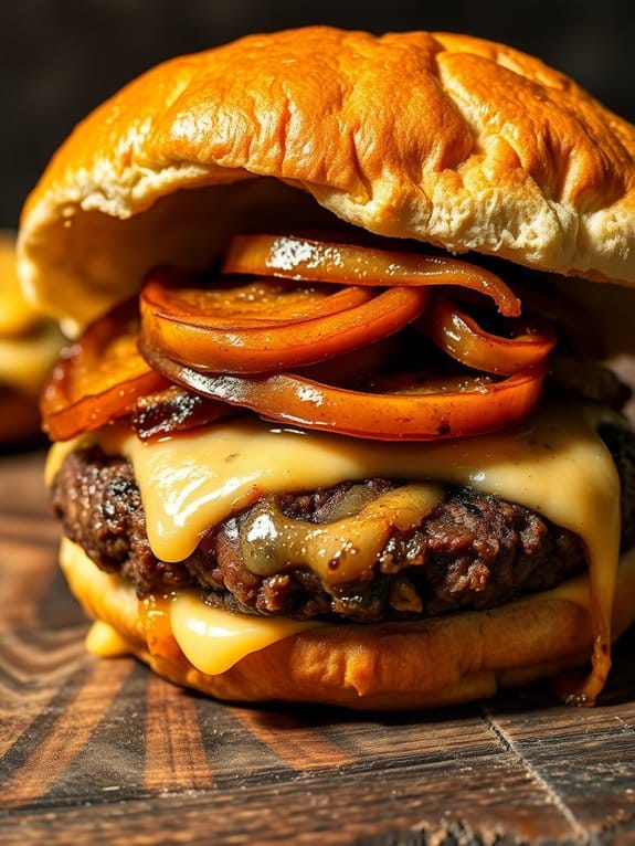 savory onion topped burger