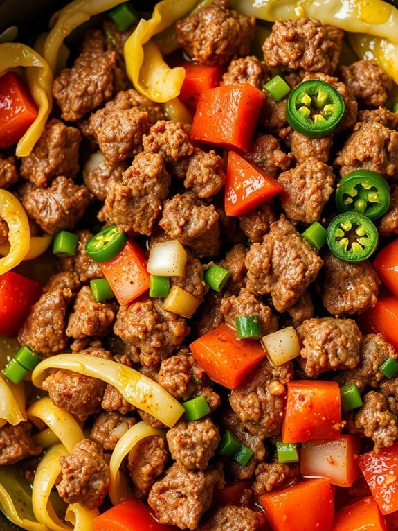 sizzling beef with cabbage