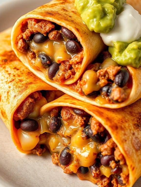 spicy beef and bean burrito
