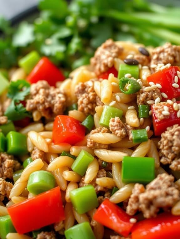 asian pork orzo salad