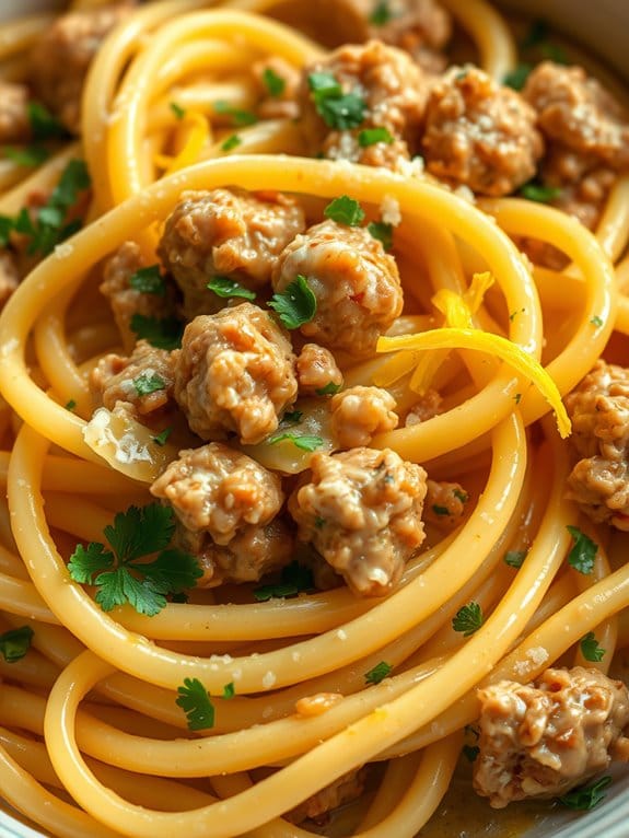 citrusy pasta with pork