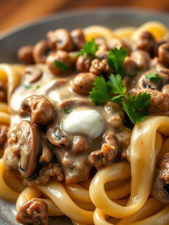 creamy pork mushroom dish