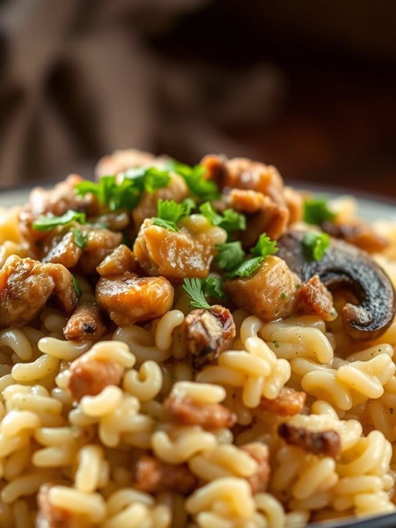 creamy pork mushroom risotto