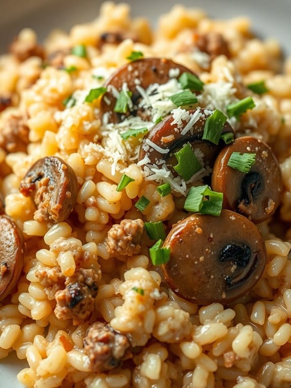 creamy pork mushroom risotto