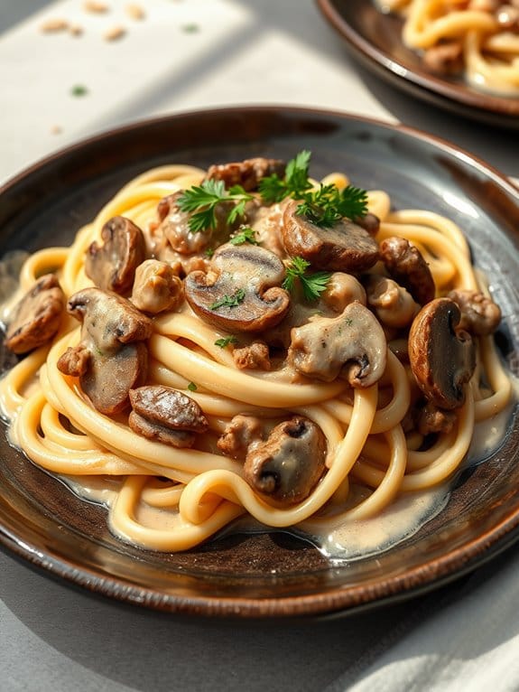 creamy pork noodle dish