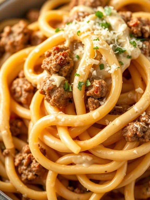 creamy pork pasta dish