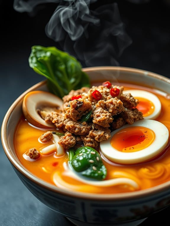 flavorful noodle soup dish