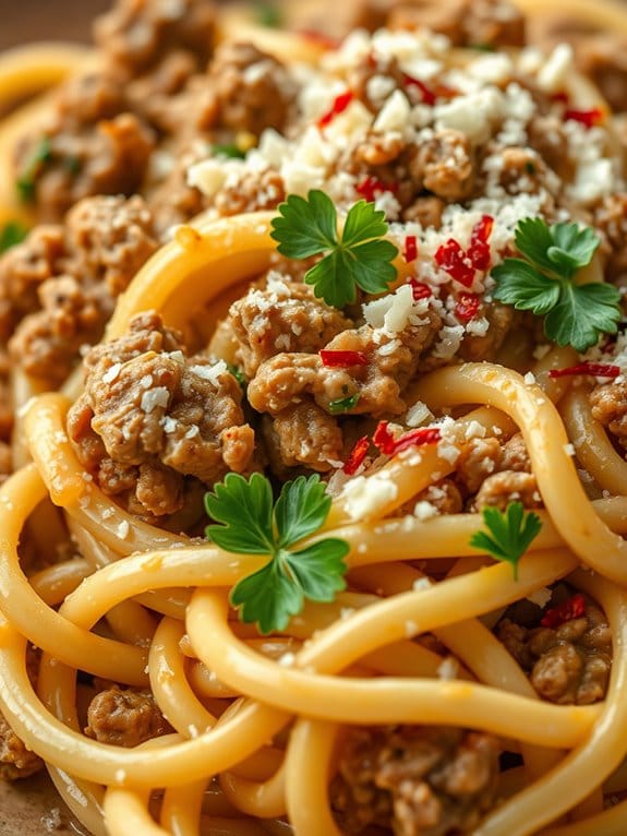 garlic parmesan pork pasta recipe