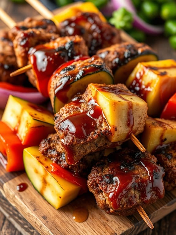 grilled teriyaki pork skewers
