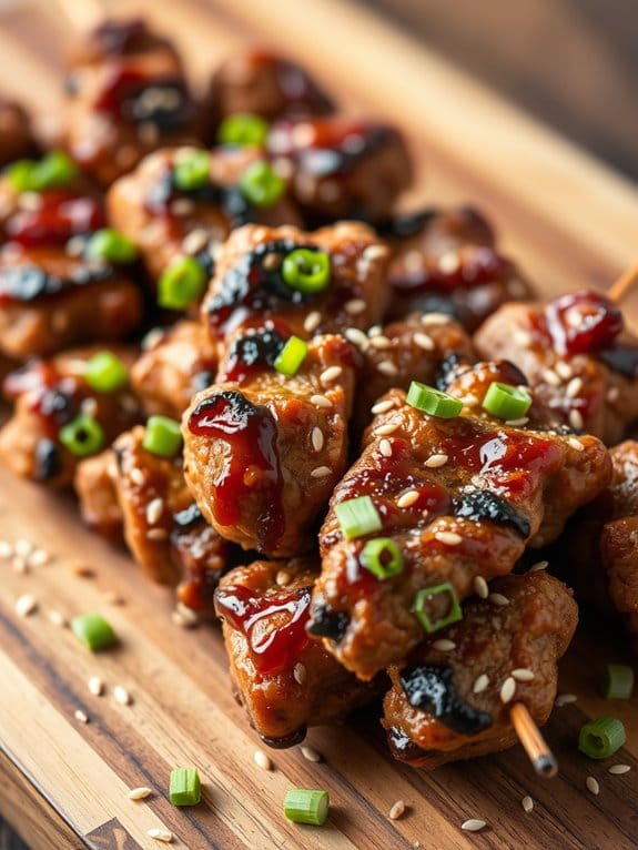 grilled teriyaki pork skewers
