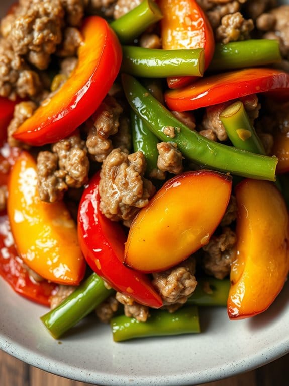 peachy pork stir fry delight