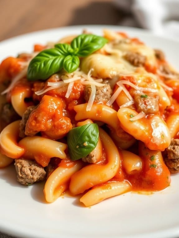 pork and tomato pasta casserole