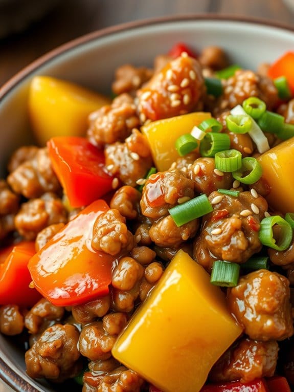 pork bowls with tangy sauce