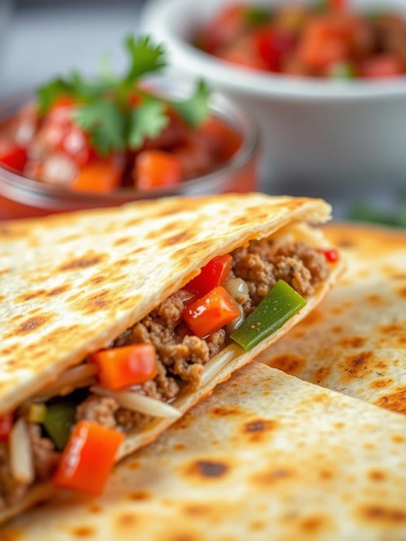 pork filled cheesy tortilla delight