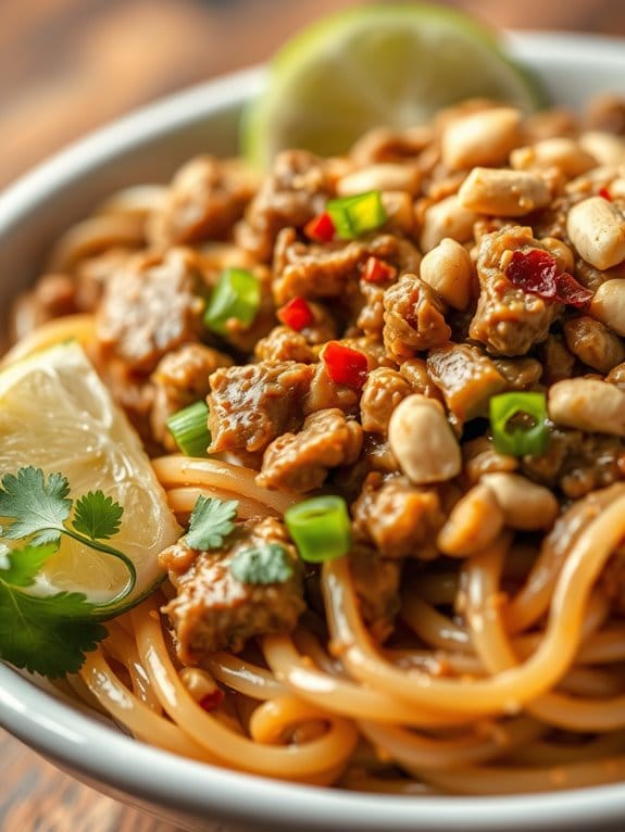 pork infused peanut noodles