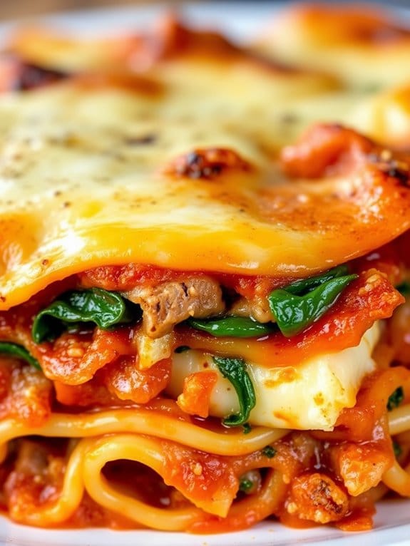 pork spinach layered pasta