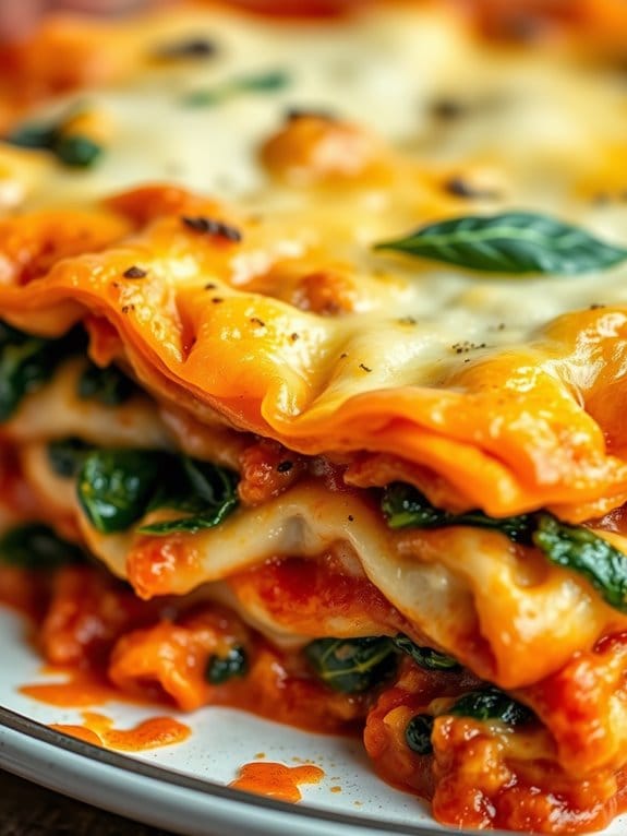 pork spinach layered pasta