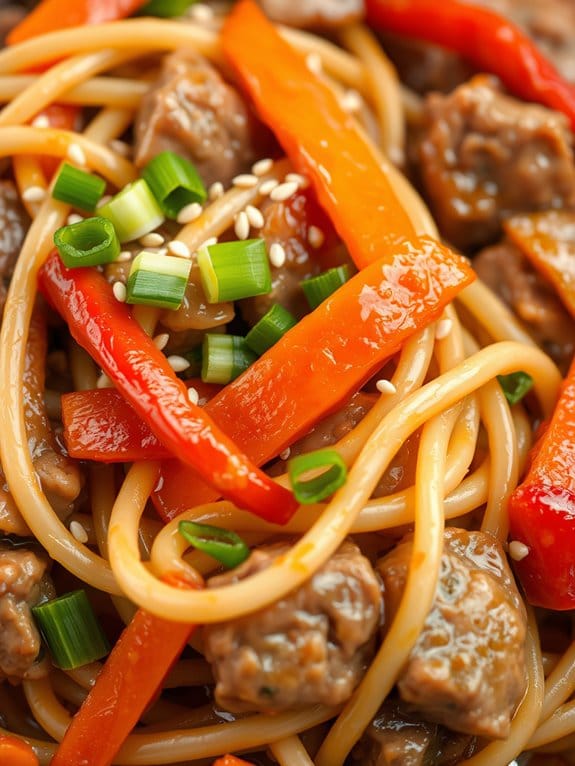 pork stir fried rice noodles