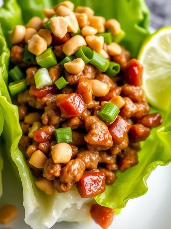 pork wrapped in lettuce