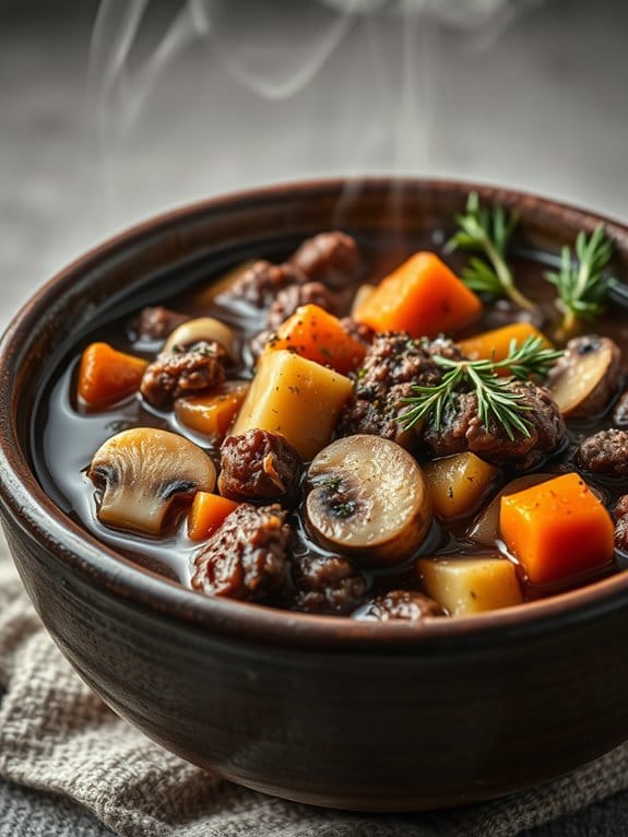 savory beef and mushroom stew
