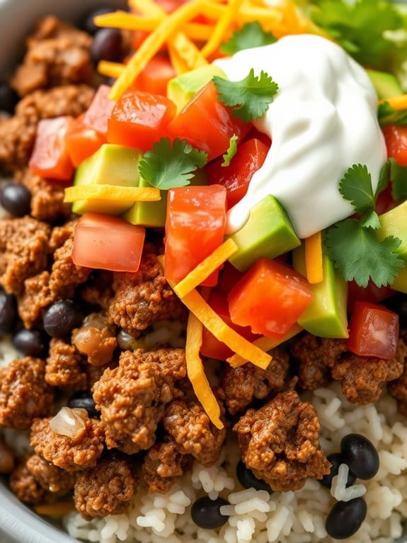 savory beef taco bowl