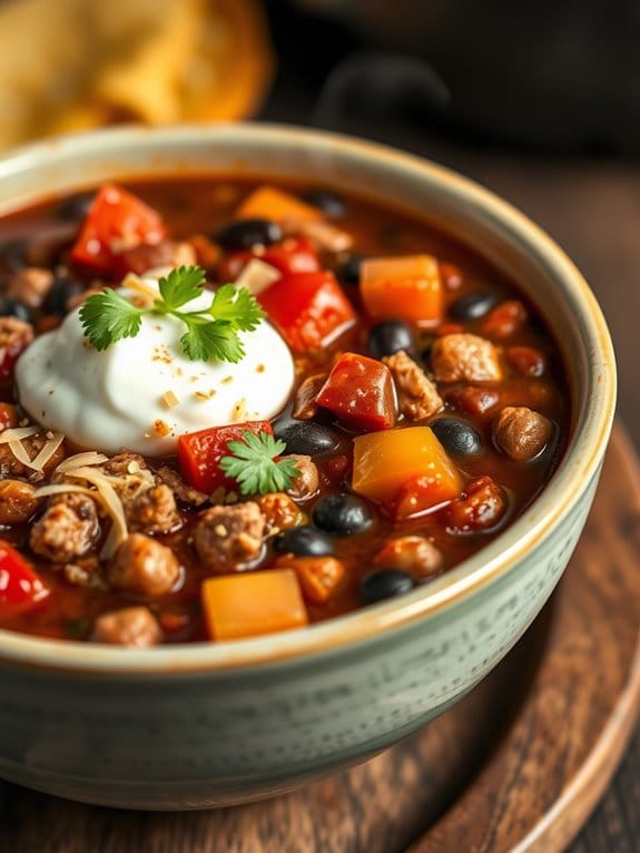 savory pork black bean chili