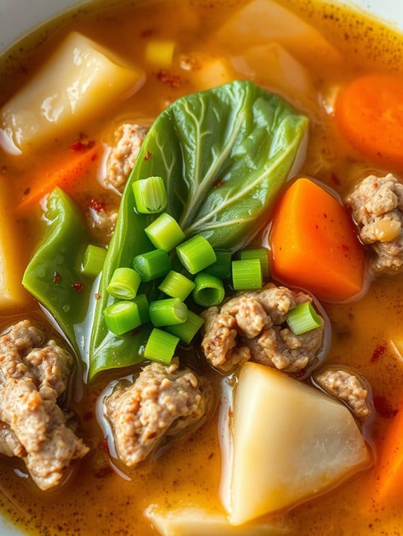 savory pork cabbage soup