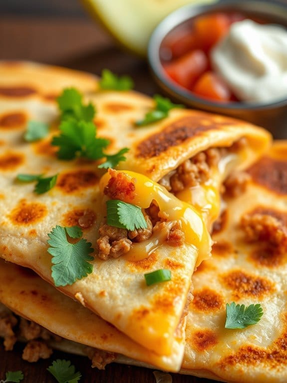 savory pork cheese quesadillas