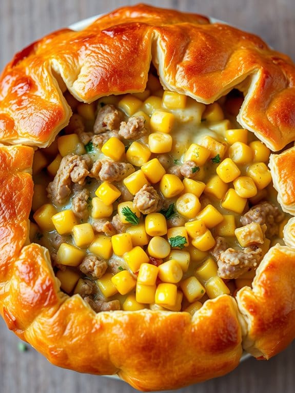 savory pork filled corn pie