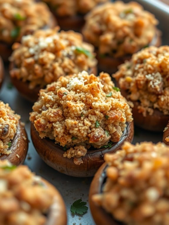 savory pork filled mushrooms