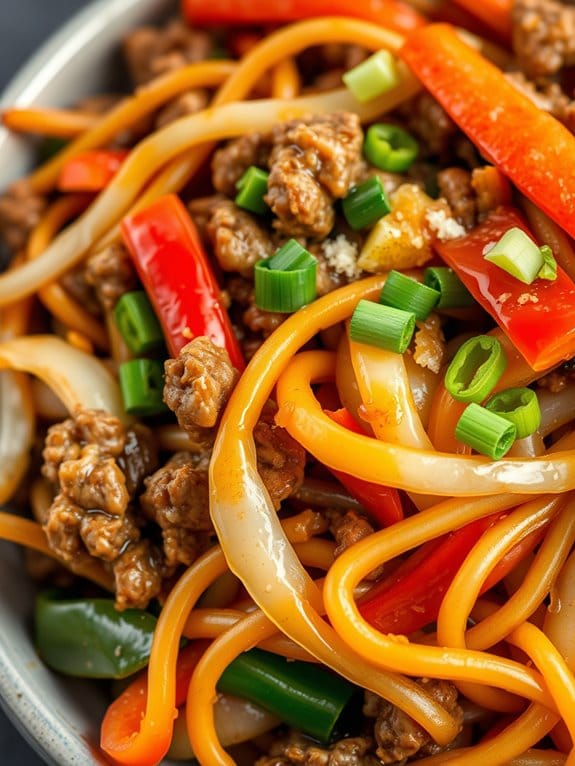 savory stir fried pork noodles