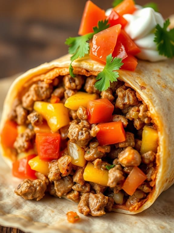 spicy pork breakfast burritos