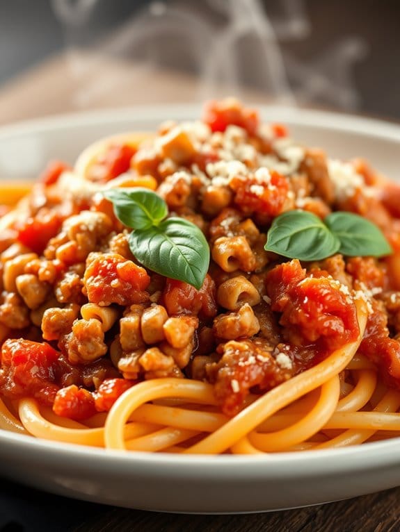 spicy pork pasta dish