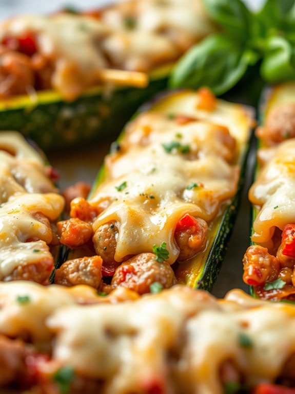 stuffed zucchini with sausage