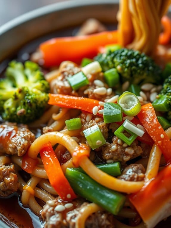 teriyaki pork ramen dish